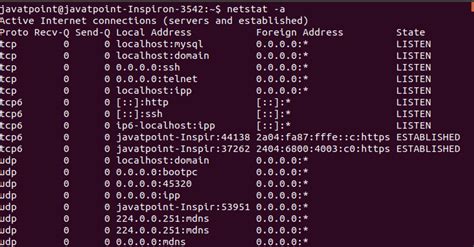 Netstat Command In Linux With Examples Javatpoint