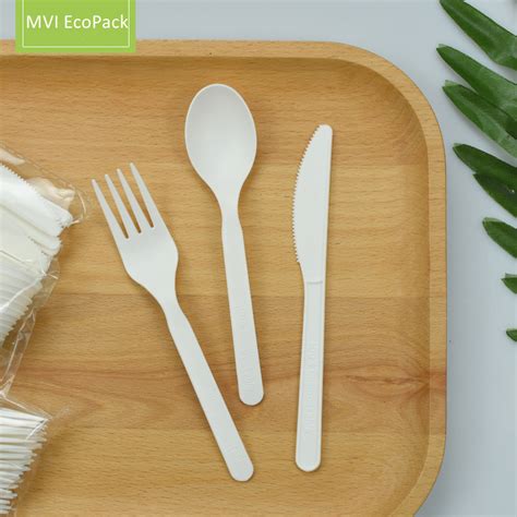 ﻿6 Inch Biodegradable Cpla Cutlery Knives Forks And Spoons