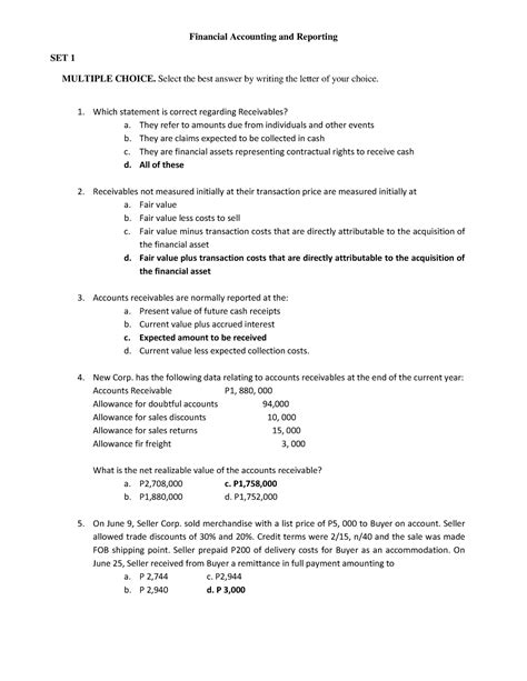 Pdfcoffee Practice Test Financial Accounting And Reporting Set