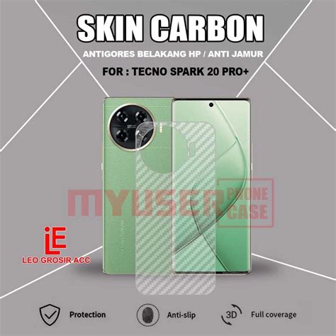 Jual Tecno Spark Pro Plus Skin Carbon Anti Jamur Antigores Belakang