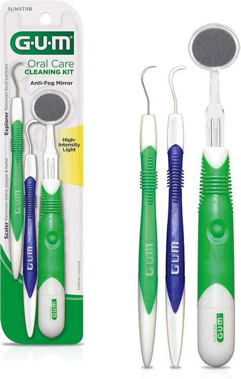 Gum Oral Care Dental Cleaning Kit Dental Mirror With Light Explorer Pick And