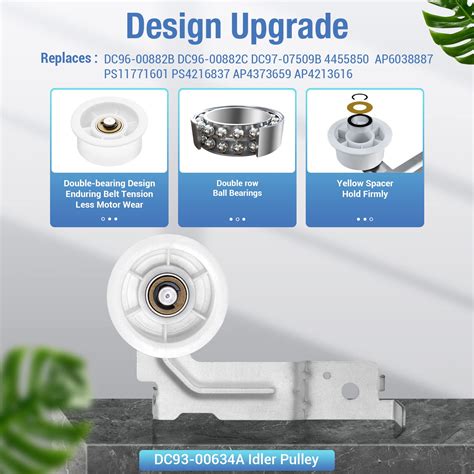 Upgraded Dryer Repair Kit For Dc97 16782a Samsung Dryer Roller Replacement Kit 6602 001655