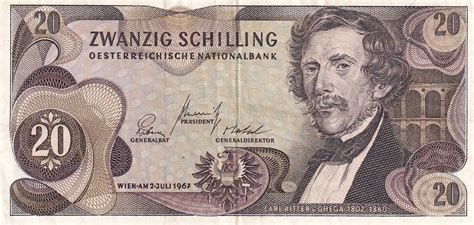 Banknote Austria Schilling Carl Ritter Serial N P