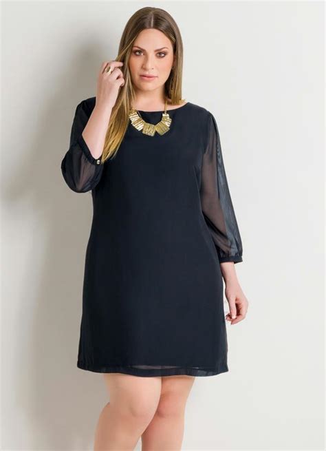 Vestido Com Transparência Preto Plus Size Quintess