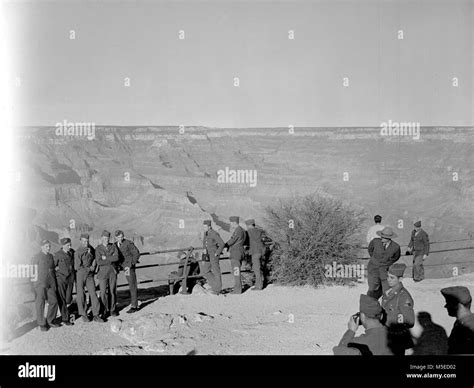 Grand Canyon Hopi Point Members Of The Fifth Armored Division Posing By