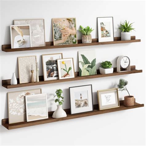 Picture Ledge Shelf Long Floating Shelves For Wall Set Of Rustic