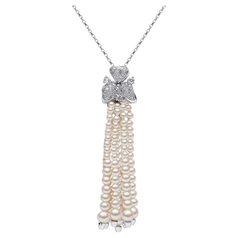 Yoko London Freshwater Pearl And Diamond Pendant In 18 Karat White Gold