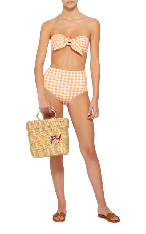 Ephemera Gingham Tie Front Bandeau Bikini Kourtney Kardashian Wearing