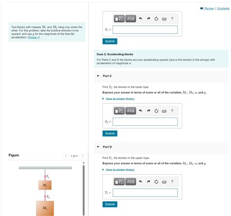 Solved Two Blocks With Masses M1 And M2 Hang One Under The