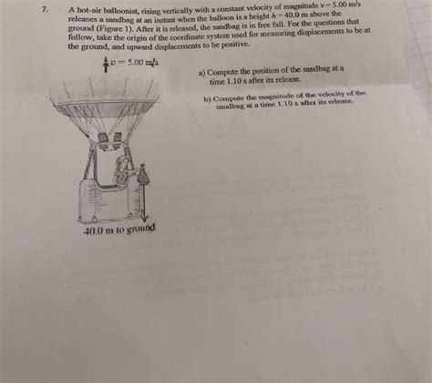 Solved A Hot Air Balloonist Rising Vertically With A Chegg