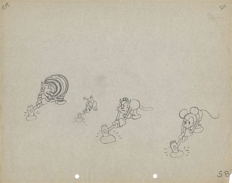 Production Drawing Of Mickey Mouse And Other Characters From The Chain