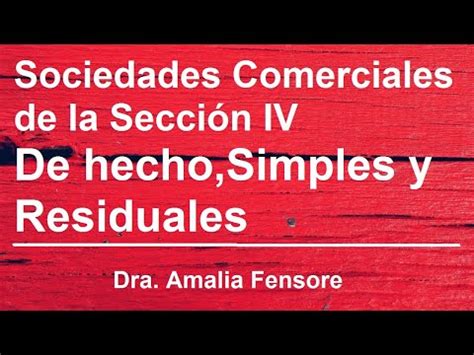 Nuevo Régimen de las Sociedades SIMPLES O RESIDUALES Sección IV de la