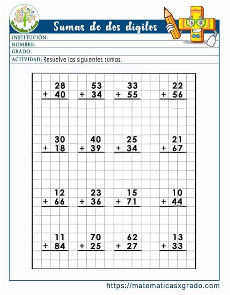 Sumas De Dos Cifras Sin Llevar Para Ni Os