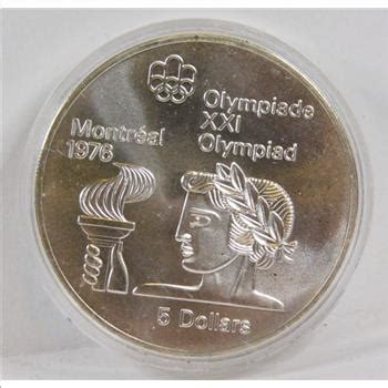 1974 Canada Silver 5 Montreal XXI Olympiad Athlete With Torch 7227 Oz