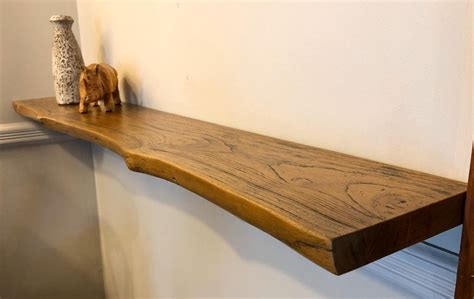 Rustic Live Edge Solid Teak Wood Floating Shelf With Hardware 35 5 Etsy