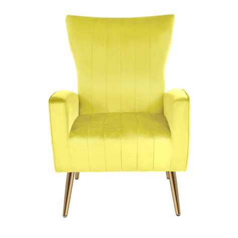 Homycasa Accent Chair Yellow Velvet Upholstered High Back Armchair ...