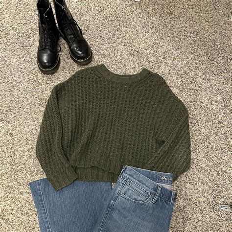 Super Soft Dark Green American Eagle Chunky Grandpa Depop