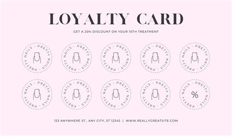 Pink Feminine Nails Loyalty Card Templates By Canva Loyalty Card