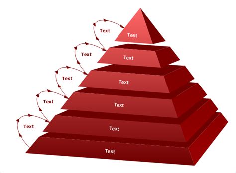 6-Level 3D pyramid diagram - Template | 3D Segmented pyramid chart ...