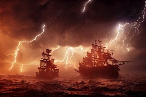 Pirates Ships In Open Sea Photo Background And Picture For Free