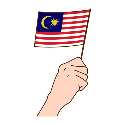 Hand Holding Malaysia National Flag Illustration Hand Drawn Style Vector Illustration Eps 10