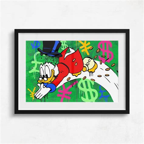 Scrooge McDuck Money Dive Graffiti Street Art Pop Art Cartoon Wall Art ...