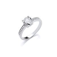 All Sparkle Silver Cubic Zirconia Solitaire Ring Cavendish French