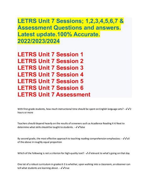 Letrs Unit Assessment Answers Letrs Unit Assessment Ques