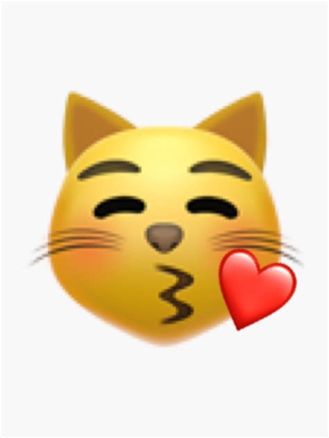 "Cat emoji blowing a kiss" Sticker by ellagiorgi06 | Redbubble