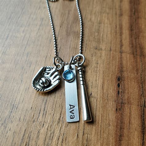 Hand Stamped Personalized Softball Necklace Girls Softball Etsy