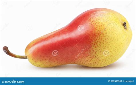 One Red Yellow Pear Fruits Isolated On White With Clipping Path And