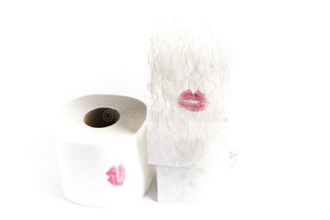 Stained Toilet Paper Roll With The Red Lips Of A Kiss Stock Image Image Of Beauty Pattern