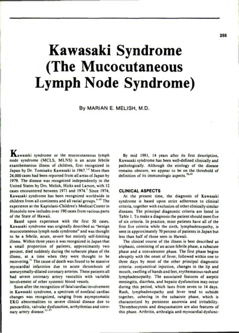 Kawasaki Syndrome The Mucocutaneous Lymph Node Syndrome Pediatric