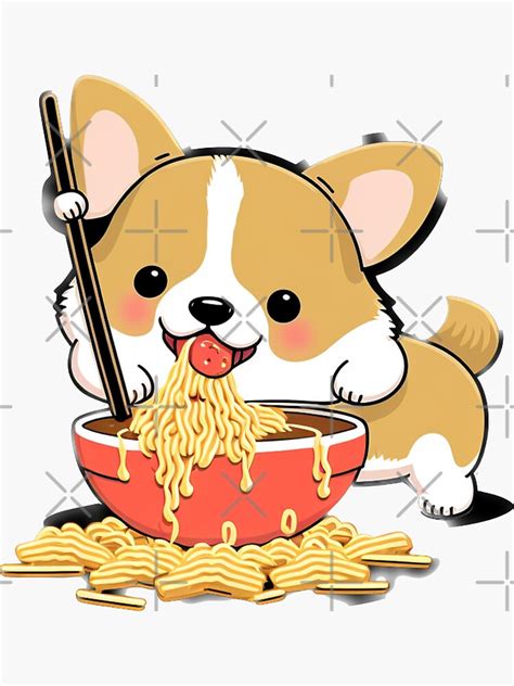 Corgi Eating Ramen Cute Kawaii Noodles Sticker For Sale By BOOPOG