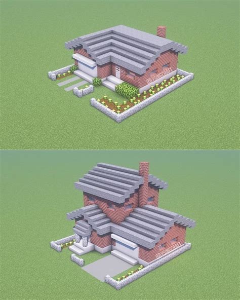 Two Different Views Of A House In The Middle Of Some Grass And Plants On Top Of Each Other