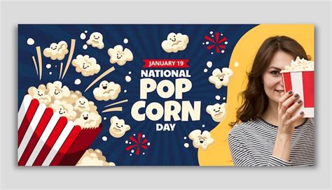 Free Vector Flat National Popcorn Day Horizontal Banner Template