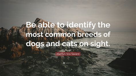 Marilyn Vos Savant Quote: “Be able to identify the most common breeds