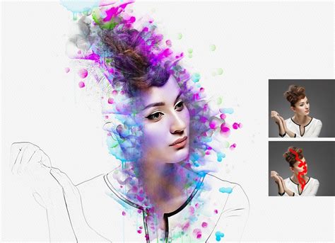 Portrait Watercolor Photoshop Action - Design Cuts