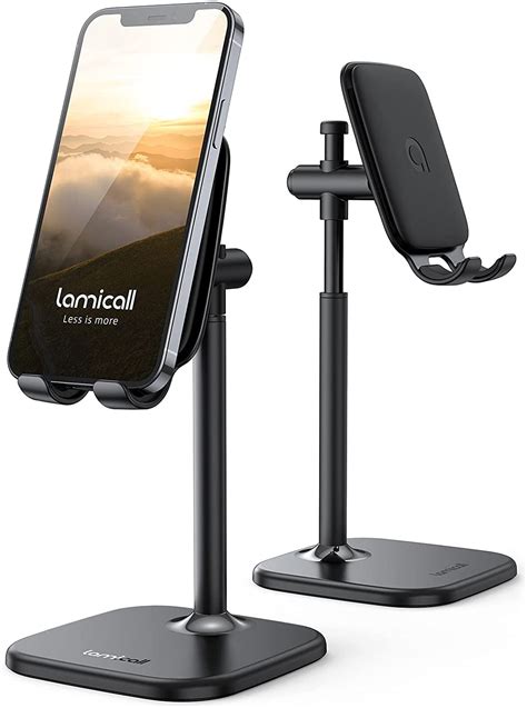 Cell Phone Stand, Phone Holder - [Height Angle] Adjustable Mobile Phone ...