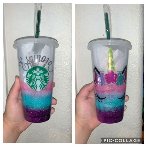 Custom Starbucks Glitter Cup Etsy