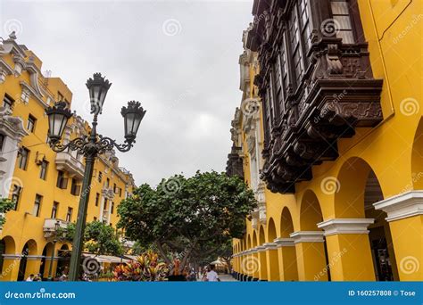 Architecture Around Plaza Mayor In Downtown Lima Peru Editorial Stock