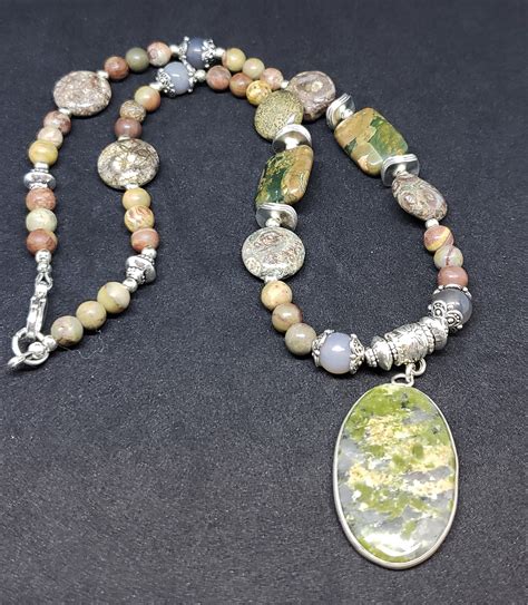 Rhyolite Rain Forest Jasper Beaded Necklace N