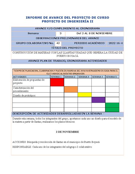 Semana 3 Formato INFORME DE AVANCE DEL PROYECTO DE CURSO PROYECTO