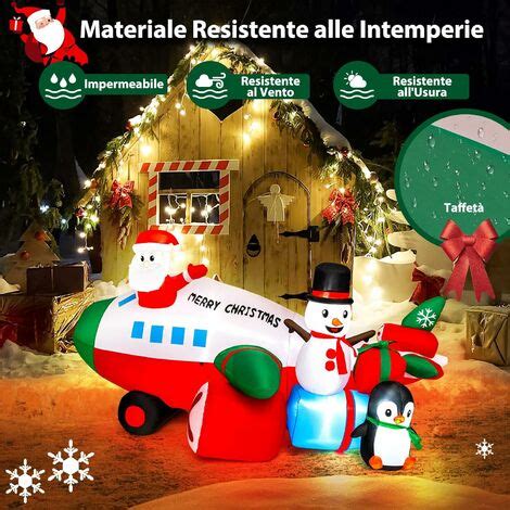 Costway Decorazione Gonfiabile Natalizia Da Cm Babbo Natale