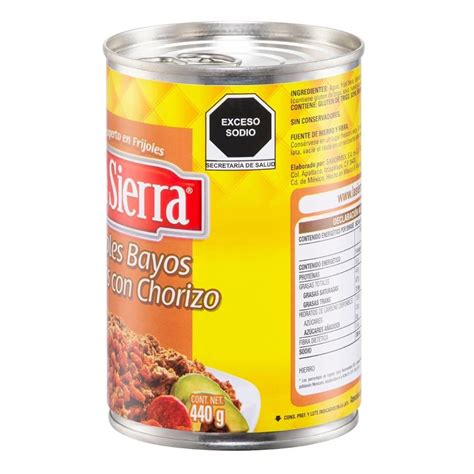 Frijoles Bayos La Sierra Refritos Con Chorizo En Lata 440 G Walmart