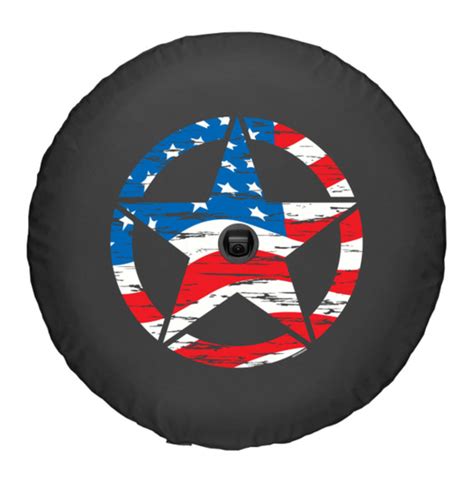 Boomerang — Distressed Star American Flag — Soft Tire Cover — Jeep Wrangler Jl W Back Up