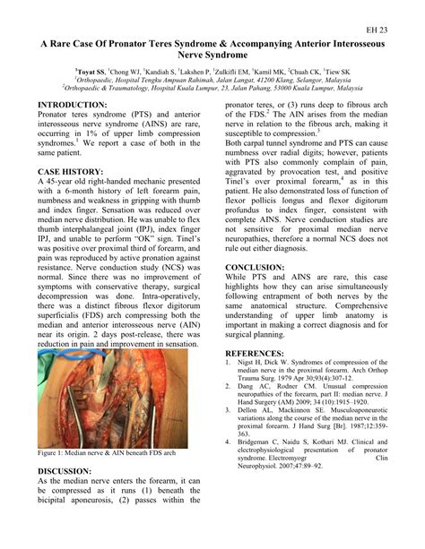 Eh23 A Rare Case Of Pronator Teres Syndrome And Accompanying Docslib