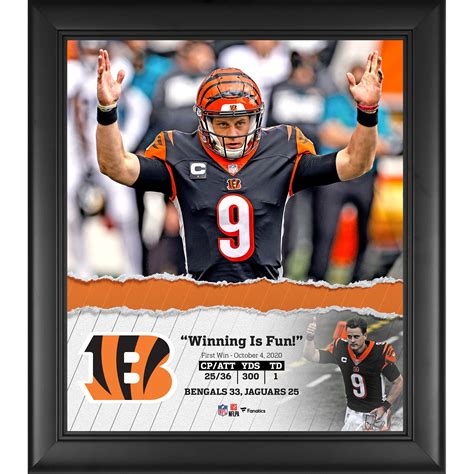 Joe Burrow Cincinnati Bengals Framed 15" x 17" First Win Collage