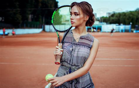 Wallpaper The Ball Girl Racket Tennis Court Kirill Bukrey Anna