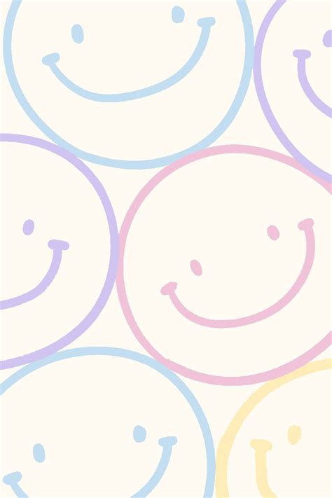 Big Pastel Smileys Poster Wallpaper Iphone Neon Cute Cartoon